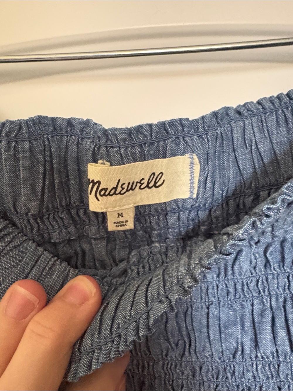 Madewell smocked-waist denim midi skirt - Picture 3 of 3